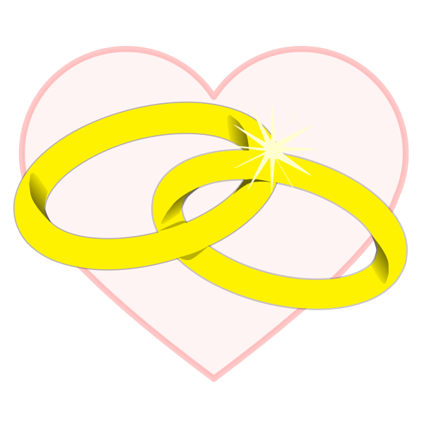 Heart and wedding rings Free SVG